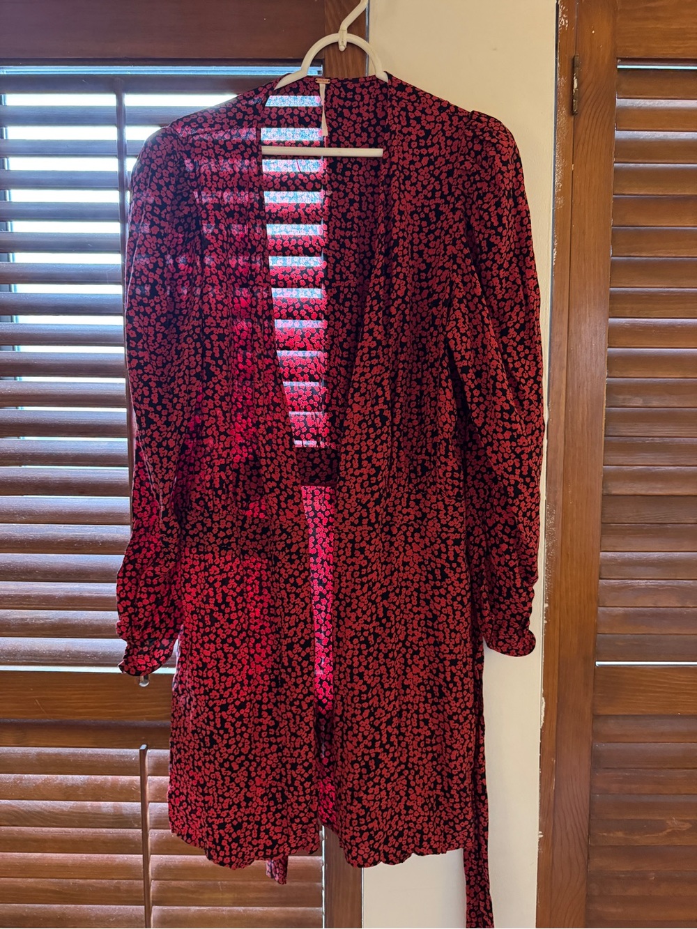 Free People Kinsley Red Floral Wrap Mini Dress - Picture 8 of 8